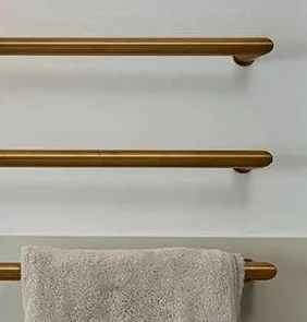Thermosphere 12v Heated Towel Bar Double Round 450mm Polished Brass