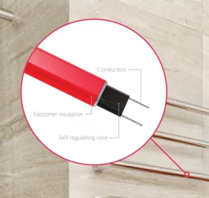 Thermosphere 12v Heated Towel Bar Single Round 500mm Brushed Stainless detail view - Image 4