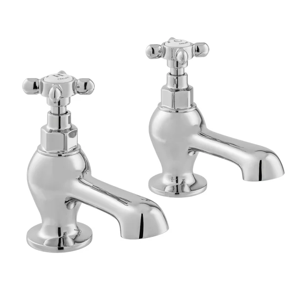 Booth & Co. Bath Pillar Taps Chrome & White
