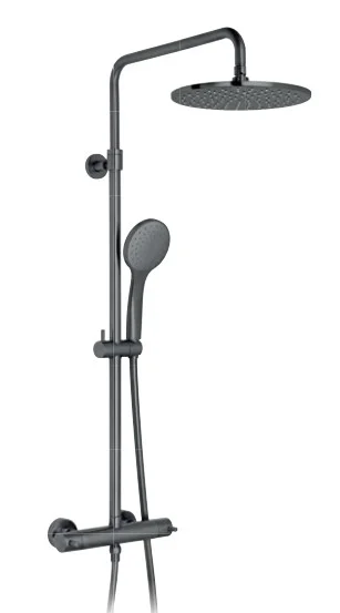 Vado Individual Nebula Adjustable Thermostatic Round Shower Column Brushed Black