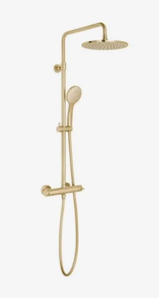 Vado Individual Nebula Adjustable Thermostatic Round Shower Column Brushed Gold