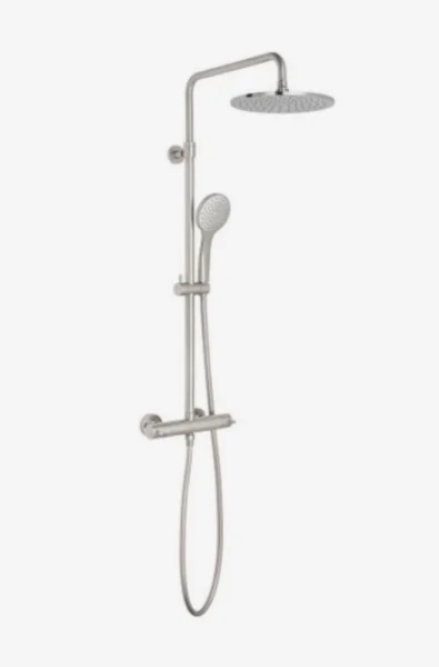 Vado Individual Nebula Adjustable Thermostatic Round Shower Column Brushed Nickel