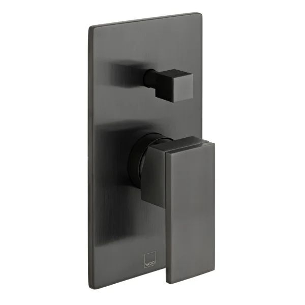 Vado Individual Notion 2 Outlet Concealed Single Lever Manual Valve With Diverter Brushed Black