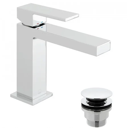 Vado Notion Slimlinemono Basin Mixer Smooth Bodied Single Lever Deck Mounted With Universal Waste Chrome