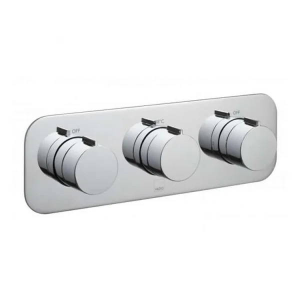 Vado Tablet Altitude 2 Outlet 3 Handle Concealed Thermostatic Valve Horizontal Chrome