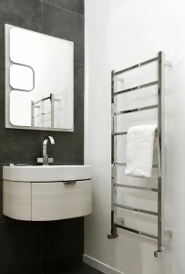 Vogue Ideal Towel Radiator Heating Only - Polished Stainless Steel 900X500 detail view - Image 3