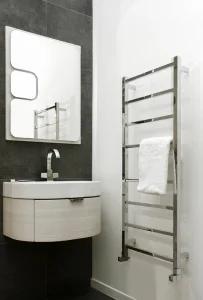 Vogue Ideal Towel Radiator Heating Only - Polished Stainless Steel 900X500 detail view - Image 4