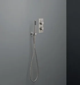 Crosswater Crossbox MPRO 3 Outlet Trim & Levers Brushed Nickel detail view - Image 2