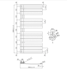 Just Taps Cleo Radiator Matt Black 1080 X 550 technical drawing - Image 2
