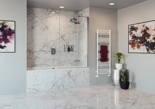 Crosswater Optix Hinged Bath Screen with Inline Panel 180 Left Handed Chrome