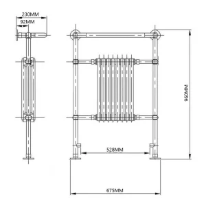 Reina Victoria Traditional Radiator technical drawing - Image 3