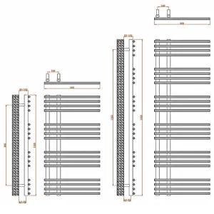 Reina Elisa 500 X 1000 Chrome Designer Radiator technical drawing - Image 4
