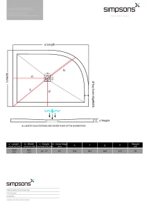 Crosswater Central Waste Offset Quadrant Left Hand 25mm Stone Resin Shower Tray 800 x 1000mm technical drawing - Image 3