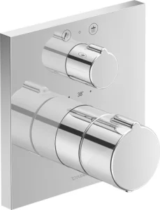 Duravit C.1 2 Outlet Thermostatic Shower Mixer Valve with Diverter and Square Backplate Chrome