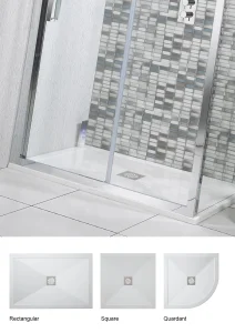 Crosswater Central Waste Offset Quadrant Left Hand 25mm Stone Resin Shower Tray 900 x 1200mm detail view - Image 2