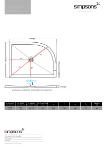 Crosswater Central Waste Offset Quadrant Left Hand 25mm Stone Resin Shower Tray 900 x 1200mm technical drawing - Image 3