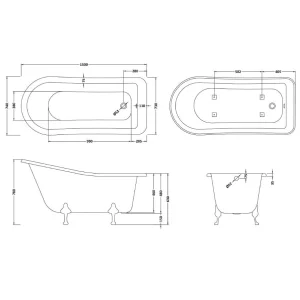 Bc Designs Fordham 1500 Slipper Bath Feet Set 2 White detail view - Image 3