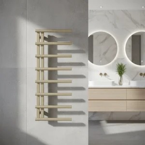 AVA Purity 1000 x 500mm Brushed Brass PVD Stainless Steel Towel Rail detail view - Image 2