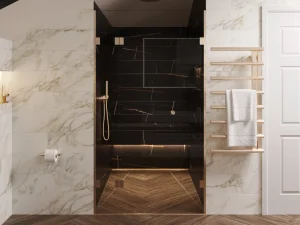 AVA Purity 1000 x 500mm Brushed Brass PVD Stainless Steel Towel Rail detail view - Image 5