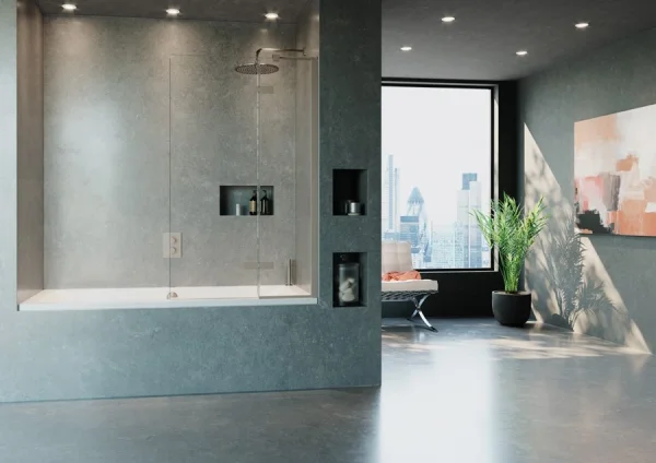 Crosswater Optix Hinged Bath Screen with Inline Panel 180 Left Handed Brushed Nickel