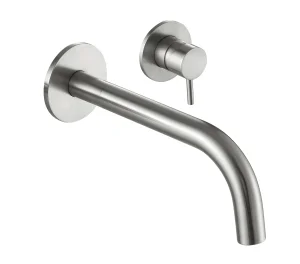 Just Taps Inox 2 Hole Wall Mounted Single Lever Basin Mixer 155mm
