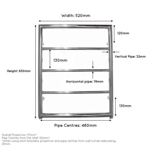 Jis Alfriston 650/520 650 X 520mm Radiator For Central Heating Polished Stainless Steel detail view - Image 3