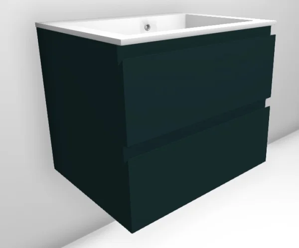 Faeber Mode 600mm 2 Drawer Basin Vanity Unit Ral 6004 Blue Green Matt