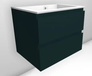 Faeber Mode 600mm 2 Drawer Basin Vanity Unit Ral 6004 Blue Green Matt