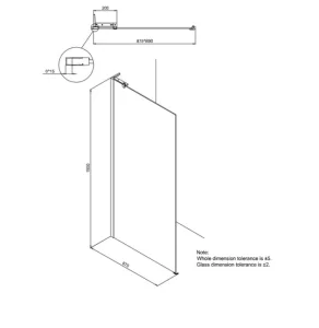 Crosswater Design 8 Slider Side Panel 900 Silver detail view - Image 4