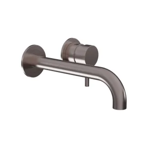 Ava Trend 2 Hole Wall Mounted Basin Mixer W/ Flanges - Brushed Stainless Steel detail view - Image 3
