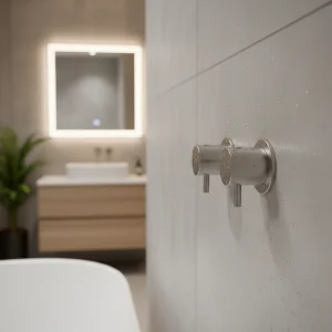 Ava Trend Hot & Cold Stop Valves W/ Flanges - Brushed Stainless Steel detail view - Image 2