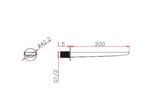Ava Purity Wall Mounted Bath Spout - Brushed Stainless Steel technical drawing - Image 2