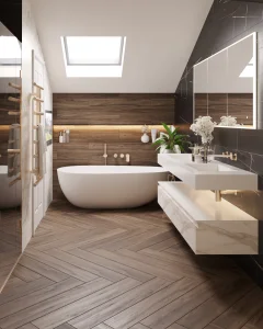 Ava Purity Thermostatic 4 Hole Wall Mounted Bath Shower Mixer - Brushed Brass detail view - Image 5