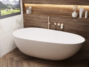 Ava Purity Thermostatic 4 Hole Wall Mounted Bath Shower Mixer - Brushed Brass detail view - Image 6