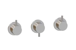 Ava Trend 2 Way 3 Handle Thermostatic Valve W/ Flanges - Polished Stainless Steel detail view - Image 3