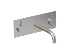 Ava Trend 3 Hole Wall Mounted Bath Mixer W/ Backplate - Polished Stainless Steel