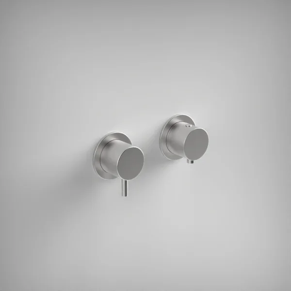 Ava Trend 2 Way 2 Handle Thermostatic Valve W/flanges - Brushed Stainless Steel