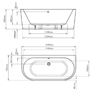 Bc Designs Ancora Btw 1640 X 760 Bath (no Waste) White detail view - Image 3