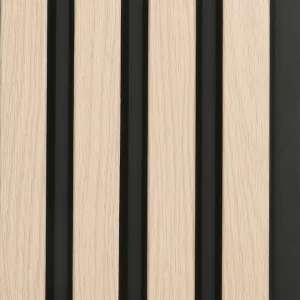 Abacus Slatwall Oak And Black Wall Panel Pack 2400 X 170 X 19mm (Per Piece) (3 Pack) (1.2msq)