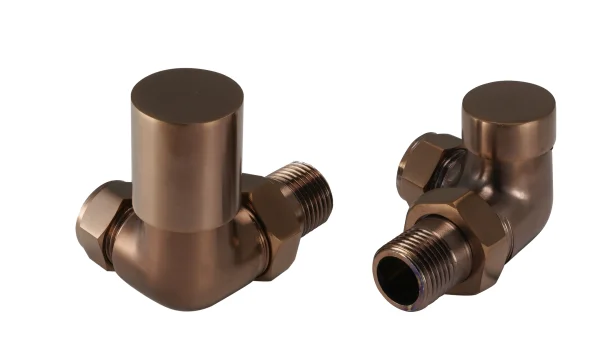 JTP Corner radiator valves brushed bronze