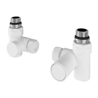 Eastbrook Corner Manual Dual Fuel Radiator Valves (pair) Matt White product image - Image 1