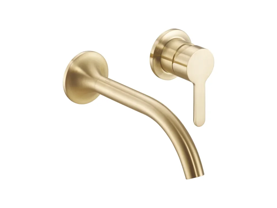 Just Taps Kono Wall Mounted Basin Mixer Brushed Brass product image - Image 1