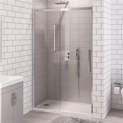 Eastbrook Corniche 2000x1400 8mm Semi-frameless Sliding Door Chrome