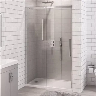 Eastbrook Corniche 2000x1400 8mm Semi-frameless Sliding Door Chrome product image - Image 1