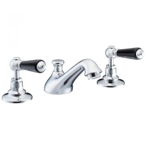 Marflow St James London Lever Black Chrome Ceramic Disc 3 Hole Basin Mixer