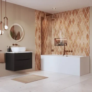 Crosswater Asura Fully Folding Bath Screen Brushed Bronze detail view - Image 2