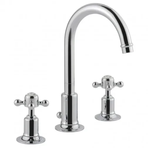 Just Taps Grosvenor Cross 3 Hole Deck Mounted Basin Mixer Swivel Spout Chrome product image - Image 1