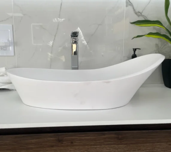 StoneKAST Classic Sit On Basin Matt White 600x350mm - Ex Display