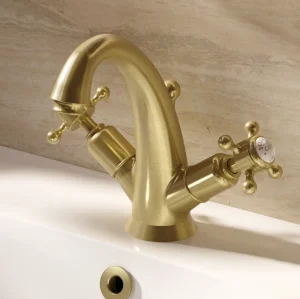 Crosswater Belgravia Crosshead High Neck Mono With Pop Up Waste Brushed Brass