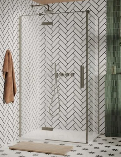 Crosswater Asura 800mm Side Panel for Soft Close Hinged Door Brushed Nickel